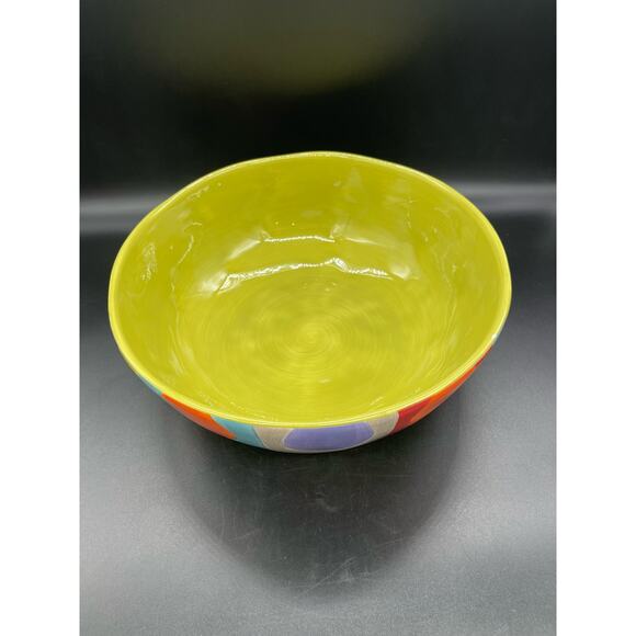 Pier 1 Urban Dot Hand Painted Earthenware Serving Bowl 11” *Small Paint Chip - Picture 2 of 7